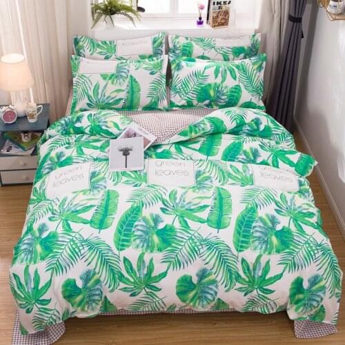 Rain forest Leaf Fashion Bedding Set Simple Duvet Cover Set Pillowcase Home Textile 2/3pcs Bed Linen King Queen Size Dropship