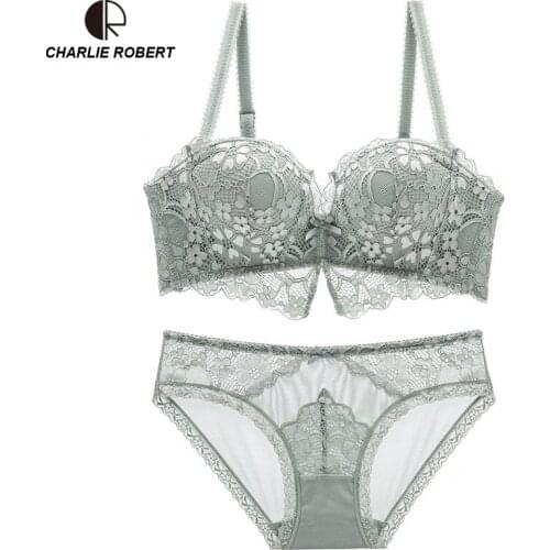 Elegant Bra Set Embroidery Lace Bra Panties Set Comfortable Sexy Lingerie Set Push Up Bra Brief Set