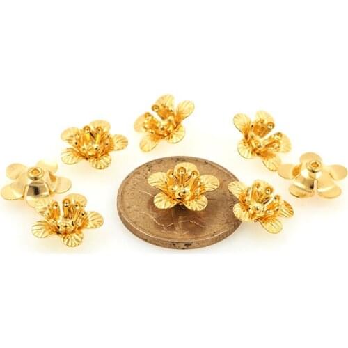 Brass 3D Flowers Beads End Caps Flower Clasp For Diy Jewelry Accessories Supplies