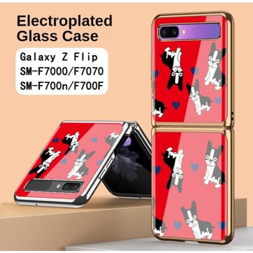 Cute Cartoon Phone Case For Samsung Galaxy Flip Folding Tempered Glass Cover Flip Case Shockproof Protective Shell Scratch Proof