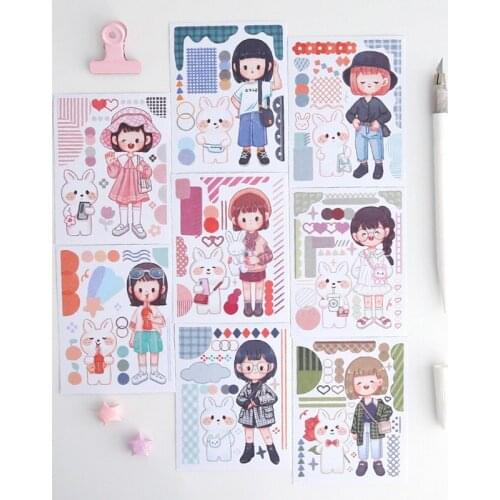 Fashion Street Style Scrapbooking Paper Sticker Label Set For DIY Stationery Diary Mobile Adhesive Decoration Seal Supplies