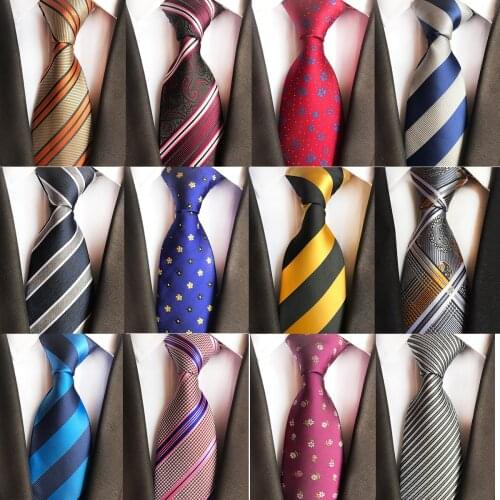 Fashion Jacquard Silk Tie Classic Striped Plaid Necktie For Men Wedding Party Business 8cm Neck Tie Red Yellow Black Formal Ties
