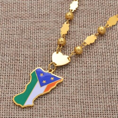 Mokil Atoll Flag Pendan With Beads Necklaces for Women Stainless Steel and Enamel Caroline Islands Micronesia Jewelry Gifts