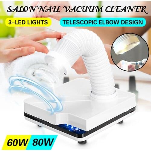 60W/ 80W Strong Power Nail Suction Dust Collector Nail Dust Collector Vacuum Cleaner Nail Fan Nail Art Salon Manicure Machine