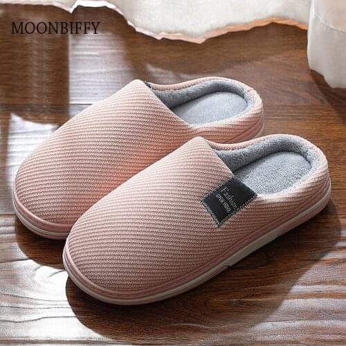 Mens Slippers Memory Foam Slippers For Home 2021 Winter Non Slip Male House Shoes Stripe Unisex Indoor Plus Size