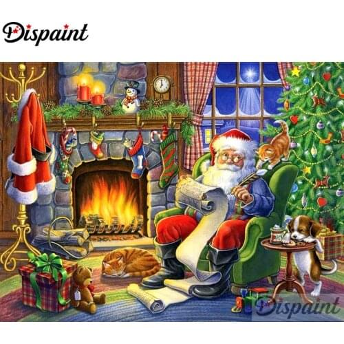 Dispaint Full Square/Round Drill 5D DIY Diamond Painting "Santa Claus scenery" 3D Embroidery Cross Stitch Home Decor Gift A10554