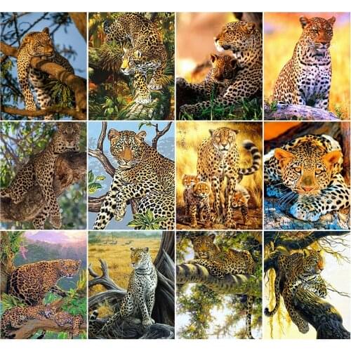 AZQSD 40x50cm Painting By Number Canvas Kits Animal Decor For Home DIY Pictures By Numbers Leopard Home Bedroom Wall Artwork