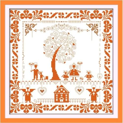 Happy tree cross stitch kit cartoon girl 14ct 18ct canvas cotton floss thread embroidery DIY handmade needlework plus