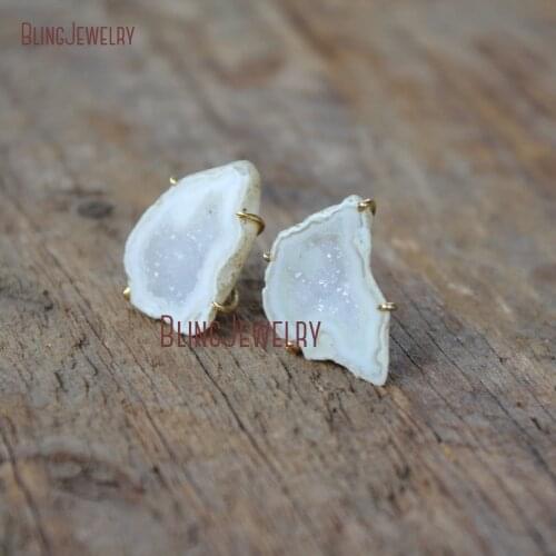 Raw Geode Druzy Earrings White Drussy Geode Crystal Errings ER18820