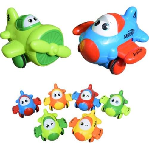 1pcs Super cute plane Mini Two-way inertia cartoon Small aircraft Plane Model Car Toys Educational gliding back Car Classic Toy