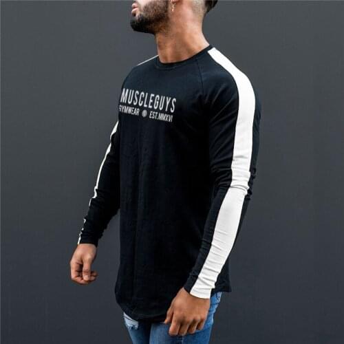 Muscleguys Clothing 2020 New Autumn Brand T shirts Men Long sleeve Stretch Cotton Fashion Fitness Slim Fit Tshirt Plus Size