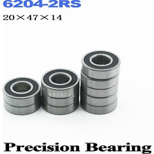 6204RS Bearing ABEC-3 20x47x14 mm Deep Groove 6204-2RS Ball Bearings 6204RZ 180204 RZ RS 6204 (2 PCS) 2RS EMQ Quality