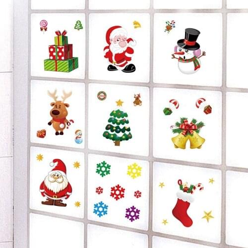 Christmas Sticker Removable Window Glass Refrigerator Stickers Christmas Decorations For Home Santa Snowman New Year Applique