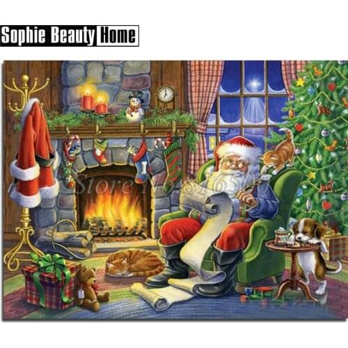 DIY 5D Diamond Painting Cross Stitch Christmas Tree Dog Cat Needlework Santa Claus Full Diamond Mosaic Diamond Embroidery 188329