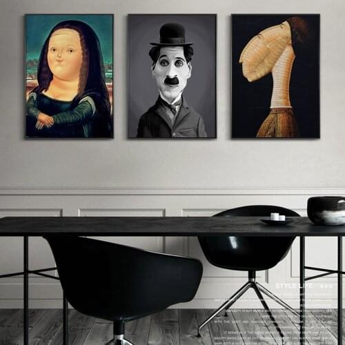 Nordic Vintage Funny Art Canvas Paintings On the Wall Art Posters And Prints Mona Lisa Canvas Art Pictures For Living Room Decor
