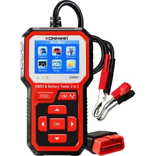 KONNWEI KW681 Car Battery Tester OBD2 Scanner Tools 2 in 1 6-12V OBD2 Car Fault Diagnosis Tool Support 9 Languages