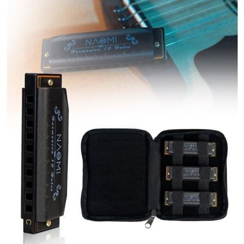 Three-piece 10-hole Harmonica Set of 3, Keys of C, D, G 3 Pieces