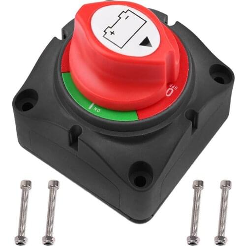 Universal 12V/24V Battery Isolator Cutoff Cut Off Power Kill Switch with 4 Positions Waterproof Cover for Marine Car Boat ATV