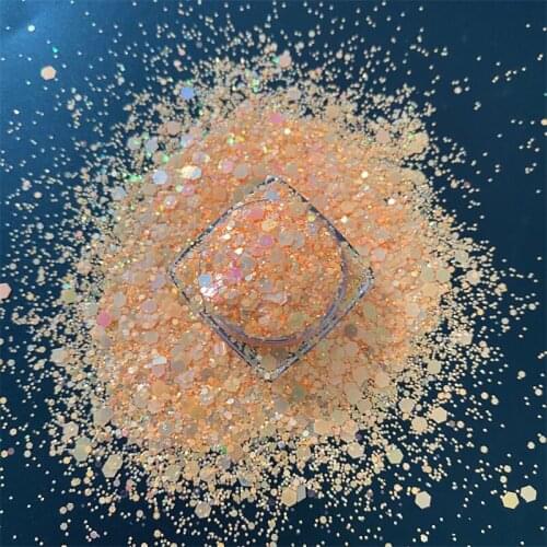 New Rainbow Champagne Color Mixed Hexagon Shaped Glitter Powder Sequins PET Material Glitter For DIY Nails Art Crafts Decoration