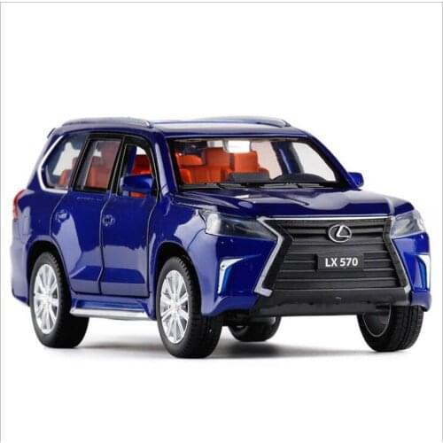 Alloy Car Model 1:32 Lexus LX570 SUV Metal Car Model Door Open Sound And Light Pull Back Toy Car Gifts For boys