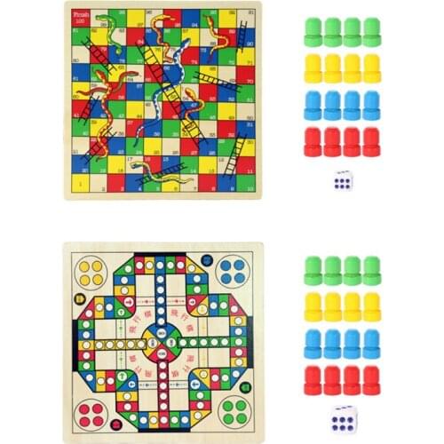 1Set 2 In 1 Classic Snake Flying Wooden Chess Magnetic Maze Board Game Children Kids Educational Toy Gifts High Quality