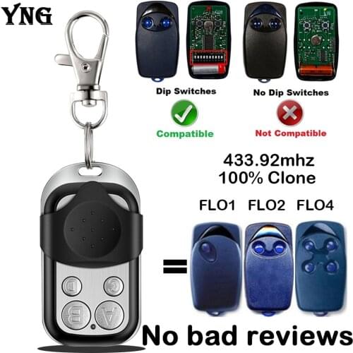 100% Clone Flo1 Flo2 Flo3 Garage Door Remote Control 433mhz Fixed Code Face to Face Copy Garage Remote Gate Opener