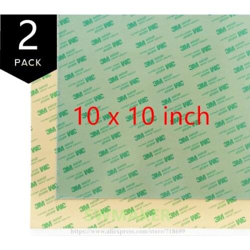 2 pack PEI Sheet, 10" x 10"(i.e 250x250mm) 3D Printing Build Surface with 3M 468MP Adhesive Tape