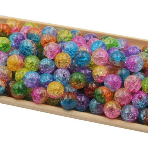 100Pcs 10mm Double Colored Cracked Beads Spacer Beads For Jewelry Necklace Handmade Making DIY Clothing Decoration Materials