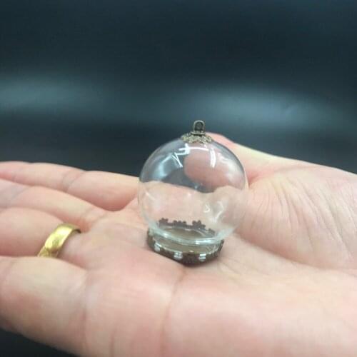 30x20mm mini glass globe bronze flower base beads cap set glass vial pendant glass cover dome necklace pendant cute charms gifts