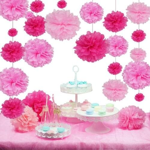 5pcs 4''(10cm) Tissue Paper Pom Poms Flower Balls for wedding Home Decoration Christmas Party Supplies DIY craft paper flower