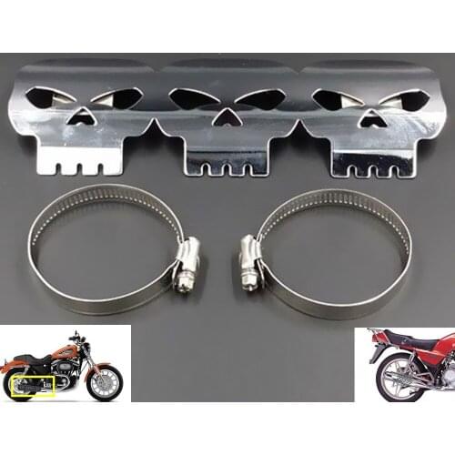 9"SKull Exhaust Muffler Pipe Heat Shield Cover Heel Guard Chrome For Honda Yamaha Kawasaki Chopper Cruiser Custom Motorcycle