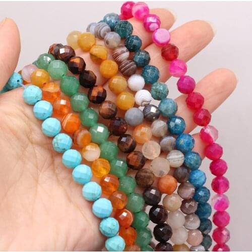 Aquamarine Natural Semi-precious Stone Round Cut Bead 8mm DIY for Making Jewelry Necklace Bracelet Accessories Gift 38cm