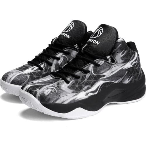 2019 new couple mixed colors cloth material 4D pattern basketball shoes breathable lightweight non-slip youth basketball shoes