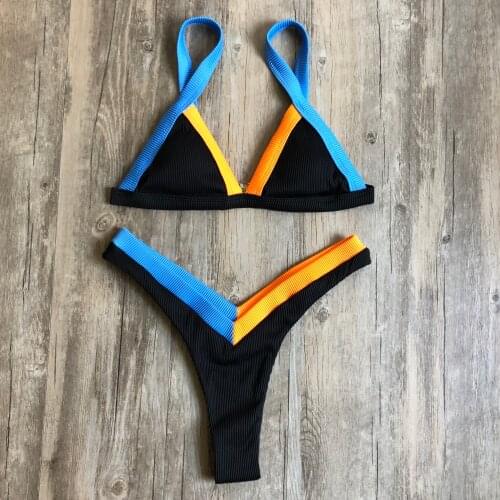 BIkini 2020 Female Sexy Bikini Set Swimwear Push-Up Padded Swimsuit Multicolor stitching Bathing Suit Fashion Women Bikini Set