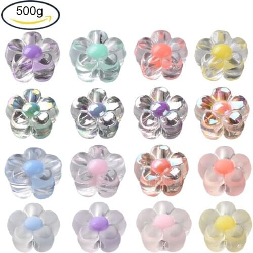 500g Transparent Acrylic Flower Beads Bead in Bead For DIY Jewelry Making, 12x12.5x6mm, Hole: 2.5mm, about 893pcs