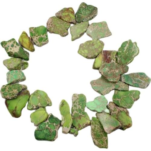 APDGG 20x25-30x40mm Top-drilled Green Sea Sediment Imperial EmperorJasper Gems Stone Loose Beads 16'' Jewelry Making DIY