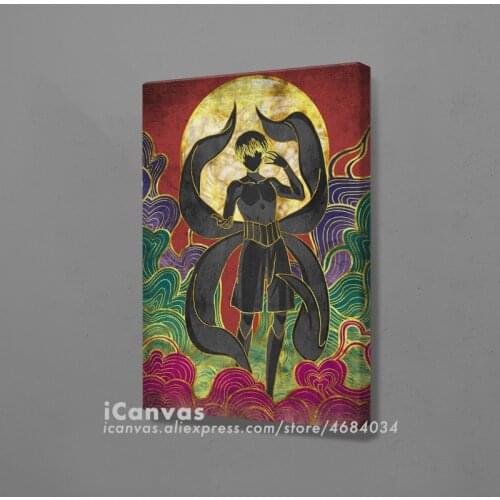 Kaneki Colorful design manga Poster Framed Wooden Canvas Wall Art Decoration Prints for Living Room Home Frame Decor Painting