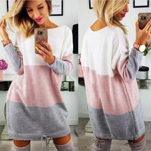 Color Splicing Long Sleeve Maternity Sweaters Pregnant Women Sweater Dress European Winter Pregnancy Warm Pullover Clothes