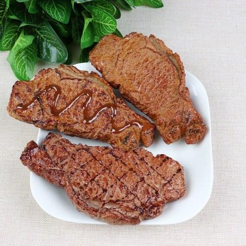 Children Pretend Play Toy Simulation Food Model Hotel Furnishings Fake Meat Steak Pork Chop Kids Birthday Gift Artificial Foods