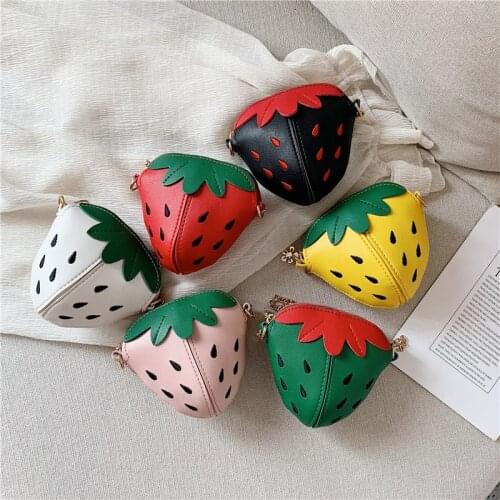 Childrens PU Leather Messenger Bag Little Princess Fashion Cute Strawberry Bag Kids Girls Purse Coin Small Bagg