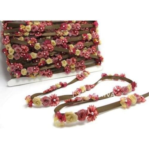 Purple Flower Rococo Ribbon Trim|Decorative Floral Satin Ribbon|Scrapbook Materials|Clothing|Decor|Craft Supplies