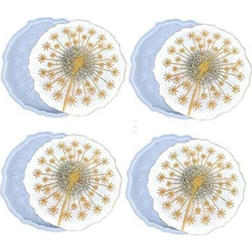 Resin Coaster Molds,Flower Silicone Resin Casting Molds for Epoxy, Dandelion Coaster Resin Molds,Cups Mats