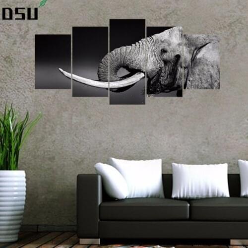 Hot Sale 5pcs/set Elephant Head Combination Wallpaper Bedroom Sofa Wall Sticker Poster Self-adhesive Art Mural Home Decoration