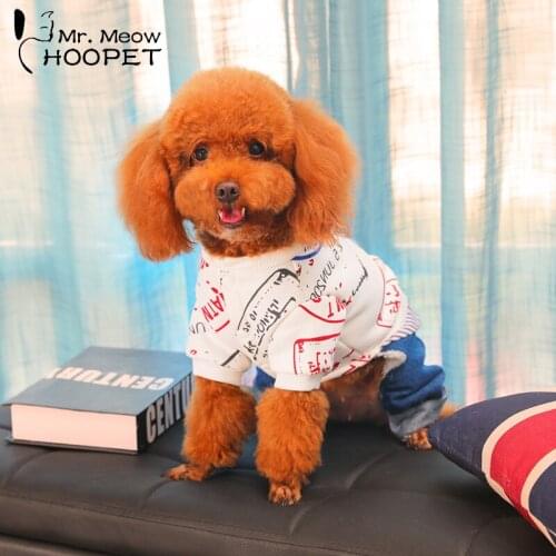 Hoopet Pet Dog Clothes Winter Warm Dog Jumpsuit Thicken Pet Clothing Teddy Dogs Costume Puppy