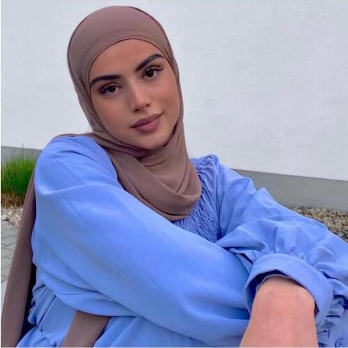 Instand Hijab Scarf Plain Color Chiffon Muslim Headscarf Ready to Wear Wrap Head Scarves Islam Headwear Foulard Femme Musulman