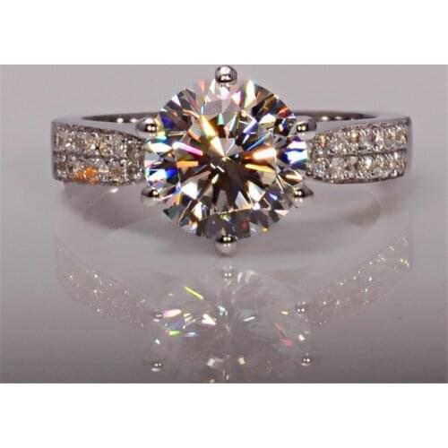 Solitaire ring 925 Sterling silver Round 3ct AAAAA Cubic Zirconia Engagement Wedding Band Rings for women men Finger Jewelry