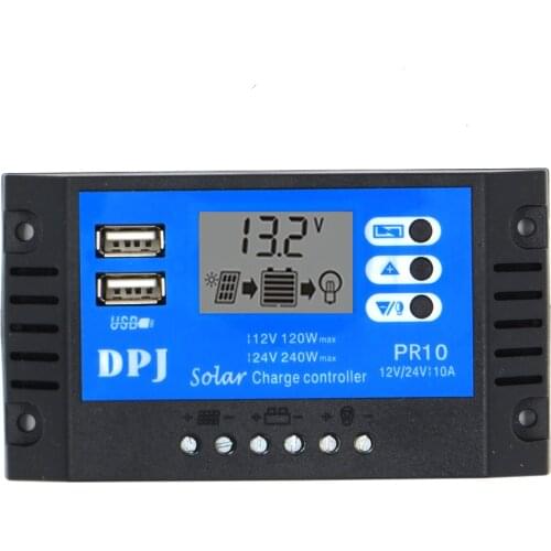 Solar Charge Controller PWM 60/50/40/30/20/10A RP10 DC 12V 24V Auto Solar battery charger Solar PV Regulators