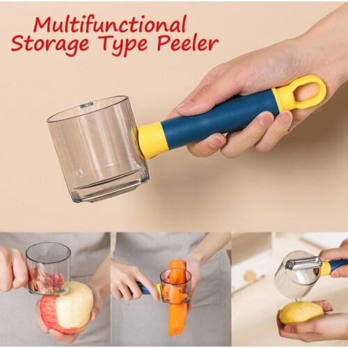 Creative Stainless Steel Peeling Knife Multifunctional Storage Tube Anti-splash Fruit Vegetable Peeler Supplies Kitchen Tools