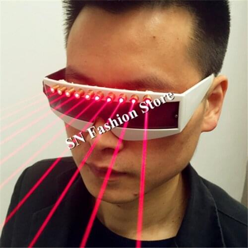 T6 Laser light red laser glasses dj glasses disco party bar wears nightclub stage ballroom dance costumes led clothes supply