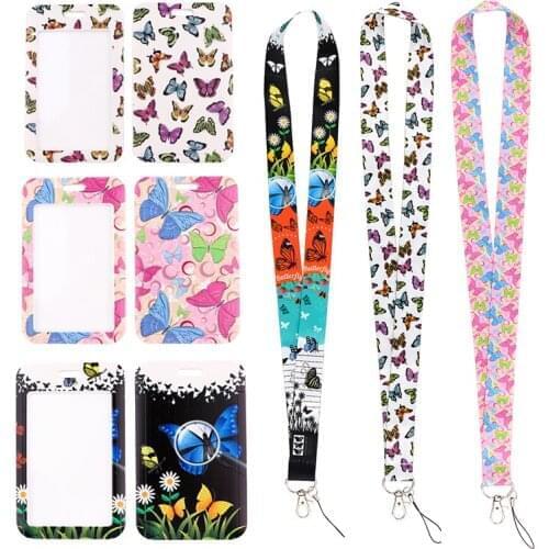 24pcs/lot MD905 DMLSKY Fashion Butterfly Neckneck Lanyard Key ID Card Gym Strap Multifunction Mobile Phone Decoration